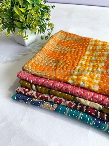THRIVING Wholesale Lot of 10 Pcs Vintage Kantha Napkin Kitchen Towels Table Decor Napkins 100% Cotton Handmade Napkins 16X16 Inch Printed Home Decor Bohemian Kantha Napkin