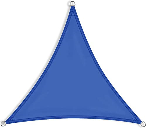 Voile D‘ombrage Triangulaire 4.5x4.5x4.5m Hydrofuge, 95% de Protection UV Voile d'ombrage sur Mesure avec Kit de Montage Corde Libre pour en Plein air, Jardin & terrasse, Bleu Foncé