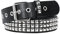 JASGOOD Punk Nieten Nieten Gürtel Goth Reihe Pyramide Quadrat Perle PU Leder Vintage Punk Rock Tülle Gürtel für Jeans Hosen, 01 black, Fit Waist 31-36 Inches