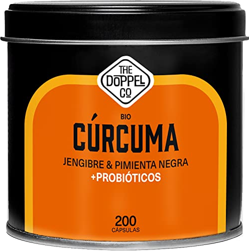 200 Cápsulas BIO Cúrcuma con PROBIÓTICOS Jengibre y Pimienta Negra - Máxima Dosis 1460mg - Antioxidante y Antiinflamatorio Natural - Articulaciones y Huesos - Certificación Ecológica