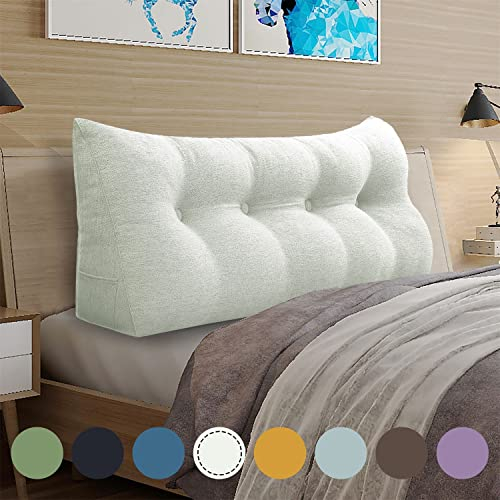 Rucener Kopfteil Kopfkissen Hohen Rückenlehne Kissen Hohen Rückenlehne Kissen Rückenlehne für Bett Perfekt AlsKissen Zum Fernsehen und Lesen Gibt Es in Vielen Größen Milchig 140 cm