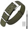 ANNEFIT Cinturino per Orologio in Nylon 20mm per Uomo e Donna con Fibbia Argenta in Acciaio Inossidabile (Verde Oliva)
