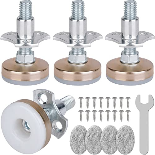 Robuste Möbelnivellierung, 3/8-Zoll-16 Gewinde mit T-Nut-Set, Möbelnivellierfüße, verstellbare Möbelnivellierer für Tische, Schränke, Stühle, Werkbank, große Basis unterstützt 598 kg, 4 Stück