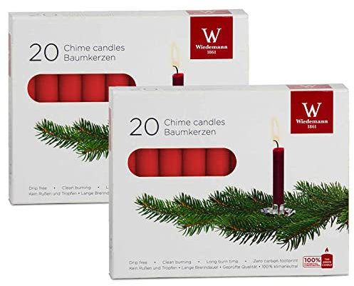 20 Stück Baumkerzen Christbaumkerzen Wachs Adventskerzen weiss rot altrot 9,6 cm RAL Zertifiziert deutscher Markenhersteller hohe Qualität (rot, 40)
