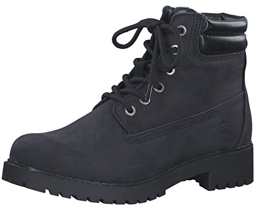 Tamaris Damen Schnürstiefel, Frauen Stiefel,Wechselfußbett,DUOtex,wasserabweisend,warm gefüttert,schnürboots,halbstiefel,Black Uni,42 EU