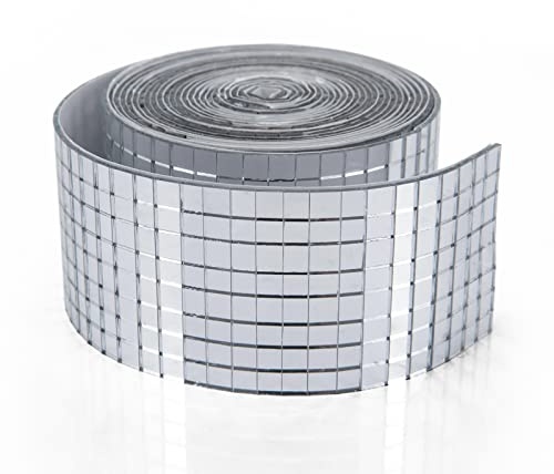 Art3dwallpanels Azulejos de mosaico autoadhesivos, espejo cuadrado de cristal, azulejos de mosaico, espejo para decoración de manualidades (plata, 1 rollo grande)