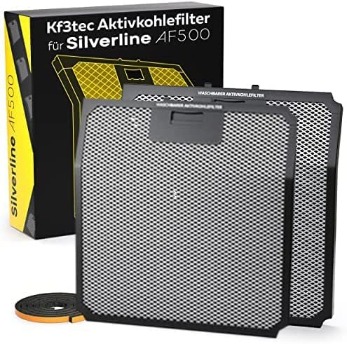 KF3TEC® Aktivkohlefilter für Silverline AF 500 AKtivkohlefilter (bis zu 3x waschbar) (Pack of 2)