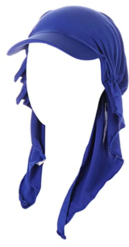 Kopftuch Damen Sonnenblende Kappe mit Schirm Elastic Baumwolle Bandana Turban Sommer Beanie Hut Kopfbedeckung Chemo Headscarf für Krebs Chemotherapie Haarverlust Blau