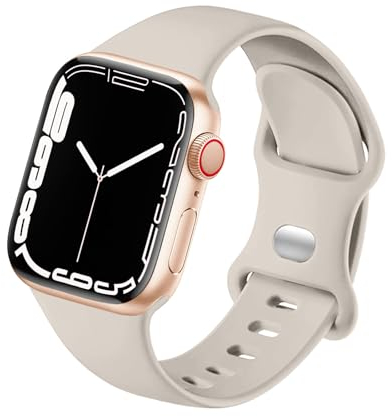 HdanMole Kompatibel mit Apple Watch Armband 38mm 40mm 41mm 42mm 44mm 45mm 46mm, Weiches Silikon Sport Armband Ersatz für iWatch Series 10 9 8 7 6 5 4 3 2 1 SE Herren Damen, Polarstern Beige