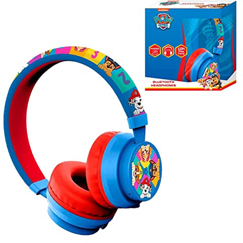 Paw Patrol 5.1 Bluetooth Wireless Headphones with Microphone, Adjustable Padded Ear Cushions, Rechargeable 10 Hours Play Time, Kids Friendly Stereo Sound, Childrens Sports Headphones