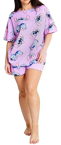 Disney Pijamas Lilo y Stitch para Mujeres | Pijama de Punto de Mujer de Manga Corta con Estampado Integral | Pijamas acogedores para Damas fanáticas de Stitch | Mercancía Oficial