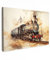 MuchoWow© Impression sur Toile Decoration Murale Peinture 60x40 cm Tableaux Decoratifs Muraux Déco Chambre Tableau Salon Vintage - Train - Chemin de fer - Bâtiment - Beige