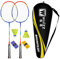 BAIHUALIN WHiZZ Badmintonschläger Set 2 Spieler, Leichter Carbon Graphit Badminton Schläger Federball Set für Freizeit, Übung, Training+ 2 Federbälle + 2 Griffbänder + 1 Tragetasche, T20 Orange+Blau
