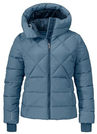Schöffel Damen Ins Jacket Boston L, warme Winterjacke aus recycelten Materialien, leichte Steppjacke mit Kapuze, winddicht und wasserabweisend, bering sea, 44