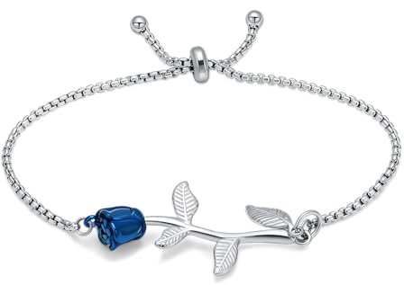 VCCWYQK Rose Blume Urne Armband für Asche für Frauen Mann Edelstahl Memorial Adjustable Asche Link Armband Kremation Schmuck