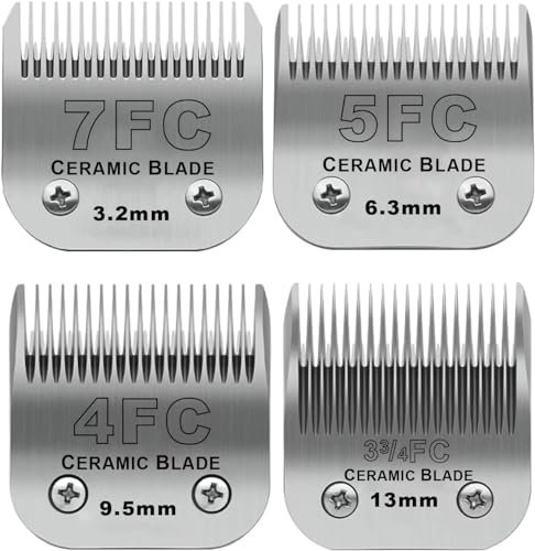 BESTBOMG 4 unité Lame de Rechange pour toilettage de Chiens,Compatible avec Les séries Heiniger/Moser Max45/Andis/Oster A5 Tondeuse pour Chien,Taille 3,2mm-13mm Longueur de Coupe