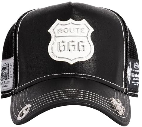 Red Monkey Designs Route 666 Limited Edition Unisex Trucker Snapback Hat Cap RM1464 | 2 Farben, Schwarz, Einheitsgr��e