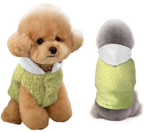 Yanmucy Dog Sweaters for Small Dogs Warm Dog Hoodie Puppy Sweatshirt with Leash Hole Winter Dog Fleece Jackets Vest for Chihuahua Teacup Yorkie Cat (Green, M)