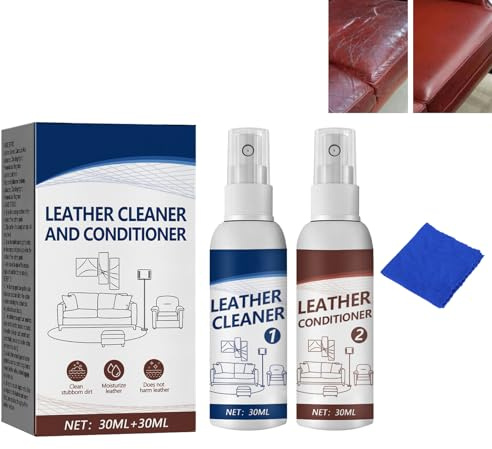 KOAHDE Premium Cleaning Kit for Leather,Leather Cleaning Sprays,Leather Cleaning and Conditioning,Leather Furniture Care Spray Kit,Leather Cleaner & Conditioner,Leather Conditioning Spray,30ml+30ml