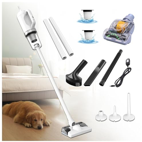 Aspiradora Fregona Sin Cable 5 in 1 Batería Recargable USB,Depósito 200 Ml, Fregona Electrica Sin Cable con 2000mah*3 Baterías para Alfombra Pelo Mascota Suelo Sofá Cama de Colchón