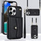 VQWQ Crossbody Wallet Case iphone 13 Pro Max 6.7 - Magnetische Orgel Handyhülle Metall-Knopf RFID Blocking Kartenhalter Purse Case Lederhülle für iphone 13 Pro Max 6.7 [FQ] -Black