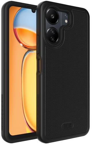 TUDIA MergeGrip kompatibel mit Xiaomi Redmi 13 C Hülle 4G / Poco C65 Hülle, [Militär Grade] Stoßfestes Dual Layer Dünn TPU Schlanke Passform Hochleistungsschutz Handyhülle Redmi 13C 4G - Mattschwarz
