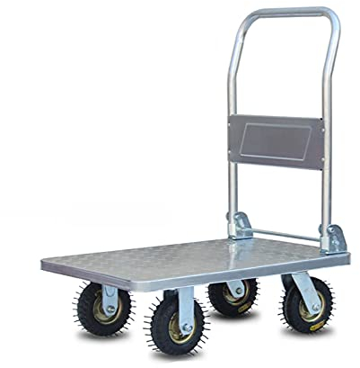 Schubkarren, Handzug, Schwerer Wagen, Stahl-Schubkarren, beweglicher Plattform-LKW, faltbar für einfache Lagerung und um 360 Grad drehbare Räder, Multi-Size-Plattform-Handwagen (Q 2)