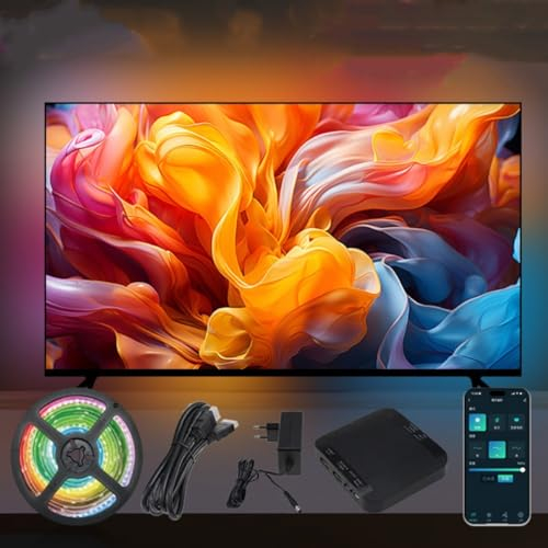 JIENAWEIOT TV LED Backlights,with HDMI Sync Box,TV LED Lights 40-50 inch,Multiple Scene Modes, App Control,TV lights Behind, Backlighting,LED Backlight Sync with TV,Color Sync LED Light