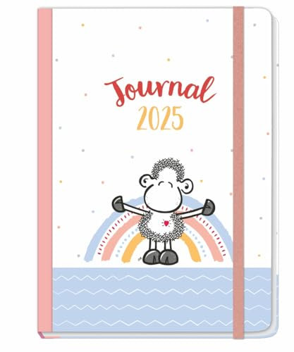 sheepworld Journal A5 - Kalender 2025 - Heye-Verlag - Buchkalender mit knuffigen Schaf-Cartoons und mit Lesebändchen, Gummibandverschluss und Einstecktasche - 15,2 cm x 21,5 cm