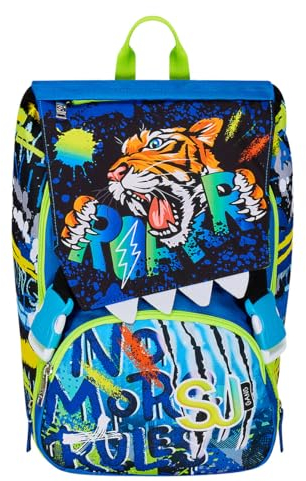Zaino Scuola SJ GANG CUCCIOLI, Blu, Zaino Estensibile tramite Zip, Con Flip System E 3 PATTINE CALAMITATE CON GRAFICHE DIVERSE, Zaino Scuola Elementare, Bambino