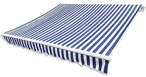 Garten Markise Balkonmarkise Terrassenmarkise Markisenbespannung Canvas Blau & Weiß 6x3 m (ohne Rahmen) für Terrasse
