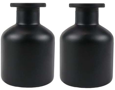 ZJIVQO 2PCS 150ml/5oz Glass Diffuser Bottles Jars Pot Aromatherapy Container Fragrance Diffuser Bottles for DIY Essential Oil Diffuser Gift,Matte Black