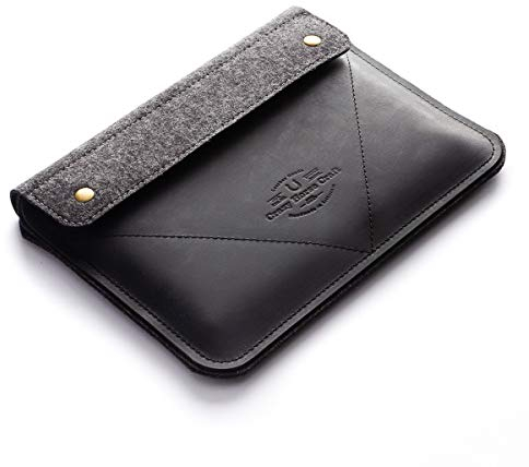 Crazy Horse Craft, Leather Case for iPad Pro 11, Carbon Black, Tablet Sleeve, Screen Protector, Pencil Pocket, Magic Keyboard Cover, Vintage Bag