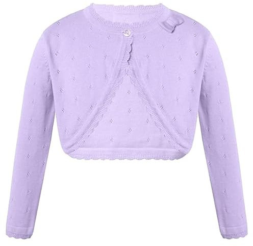 Cardigan da bambina a maniche lunghe, bolero per bambini, per feste, battesimi, matrimoni, ragazze e comunioni, Lilla, 140 cm