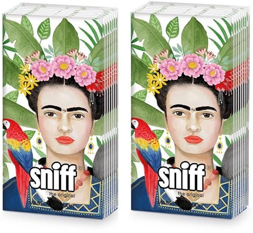 20 einzelne Taschentücher Blumen Frau mit exotischen Tieren. 2 Packungen mit 10 einzelnen Papiertaschentücher bedruckt als Geschenk.