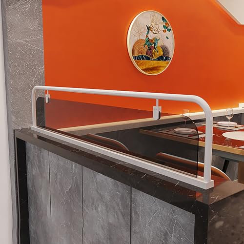 USFJATI Iron Art Schreibtisch-Trennwände for Essbereiche, Trennwände aus gehärtetem Glas for Hotelbars, Tischtrennwände mit Sichtschutz for Teehäuser/Cafés/Hotels/Budgets(Wit,80 * 25cm/31 * 10in)