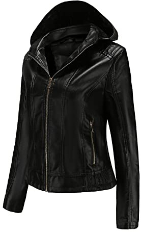 KHIRVWL Giubbotto Chiodo Donna Ecopelle Giacca in Pelle Donna Corta Giubbotto e Tasche con Cerniera Giubbino Biker Vintage a Manica Lunga da Donna Giacca di Pelle Curvy Giacca in Ecopelle Cerniera