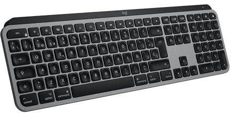 Logitech MX Keys S para Mac, Teclado inalámbrico, Escritura fluida y precisa como en un portátil, Bluetooth USB C Recargable para MacBook Pro, Macbook Air, iMac, iPad, QWERTY ESP - Space Gray