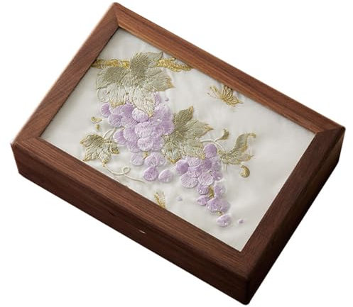 Azxcvbnm Schmuckkästchen aus Walnussholz, bestickt, für Zubehör und Uhren mit mehreren Fächern