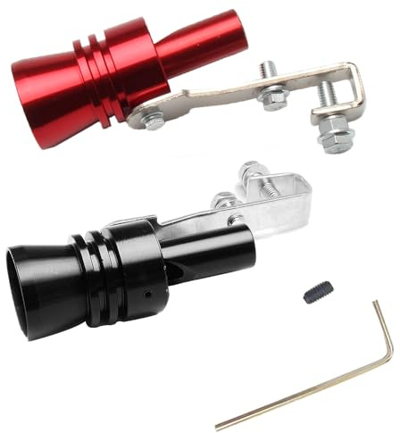 2 Stück Auspuff Sound Booster Pfeife für Fake V8 Turbolader pfeifen im Auto & Motorrad Endtopf I Universal Turbo whistle Soundgenerator Tuning - Auspuffpfeife für Endrohre (Schwarz, Rot, M)