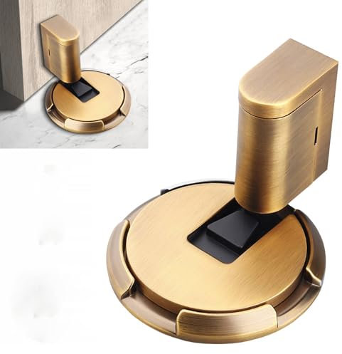 Upgraded Magnetic Door Stopper, Adjustable Punch-Free Silent Floor Doorstop for Various Door Types, Perfect for Yard, Living Room, Bedroom, Kitchen, Bathroom (Yellow Bronze)