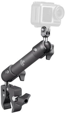 FANAUE Super Clamp Camera Mount Monitor Magic Arm Double Ball Head Adapter with 1/4-20 Thread for Canon/Nikon/DSLR/Gopro/LED Lights/Insta360, Action Camera Can be Mounts on Bike Motorcycle Handlebar