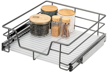 bremermann Teleskopschublade 50 cm mit Einlegeboden, Küchenschublade zum Nachrüsten, mit Teleskop-Schienen, Schrankauszug ideal für Küche, Bad & Schlafzimmer, aus Metall, chrom (Grau)