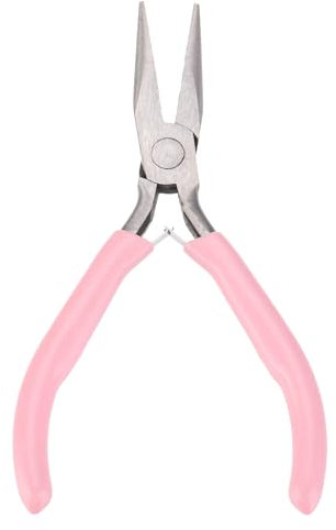 sourcing map Needle Nose Pliers 5 Mini Jewelry Pliers with Npn-Slip PVC Handle Thin Precision Jewelry Flat Jaw for Beading Tool Hobby Craft, Pink