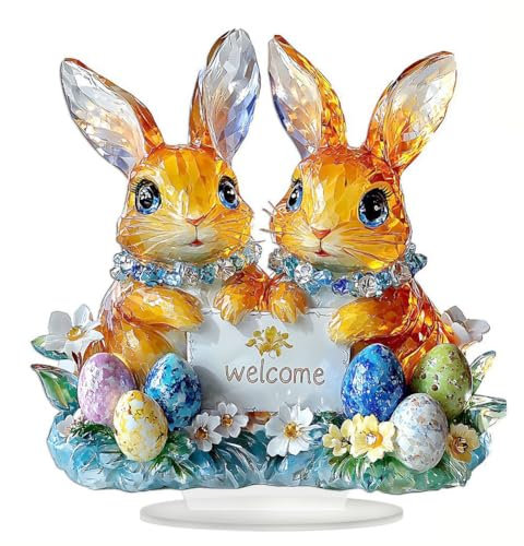 Acryl Osterhase Dekor 2D Flache Zeichen,Tisch-Häschen-Dekoration,Osterhasen-Statue,Niedliche Frühlings-Innendekoration, Hasenfiguren für Tischdekoration Osterdekoration für den Urlaub,Typ1