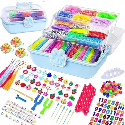 17000+ Loom Band Kit - 32 Vibrant Colors Loom Bands, Bracelet Making Set with Charms, Tools & 3-Layer Storage Box – DIY Arts & Crafts Gift for Girls & Boys