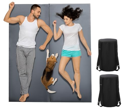 REDCAMP 7.6cm Thick Memory Foam Camping Mattress, Detachable outer Cover, Portable Roll Up Single Guest Bed for Car, Tent & Floor, Futon Mat Sleeping Pad, Grey Small Single/Large Single/Double