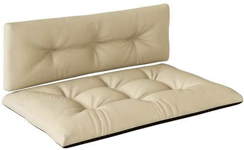Outsunny Palettenkissen 2er Set Wasserabweisend Sitzkissen Palettenpolster mit Getuftetem Design Rückenlehne Outdoor Kissen Palettenauflagen für Europaletten Palettensofa 120 x 77 x 10 cm Beige
