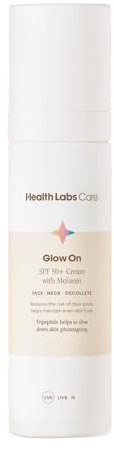Helath Labs Care Glow On SPF 50+ Gesichtscreme mit Melanin – Sonnenschutz Creme gegen Pigmentflecken & Hautalterung – UV-Schutz Gesicht – Tagescreme für empfindliche Haut ohne Weißfilm, 50 ml