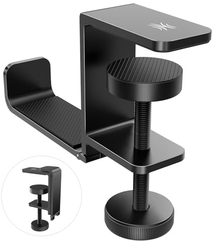 OneOdio MTL99 Faltbarer Kopfhörerständer, Metall-Headset-Halter, platzsparender Tischhaken, zum Anklemmen unter dem Schreibtisch, universelle Passform, Gaming-Kopfhörer-Halterung, Schwarz